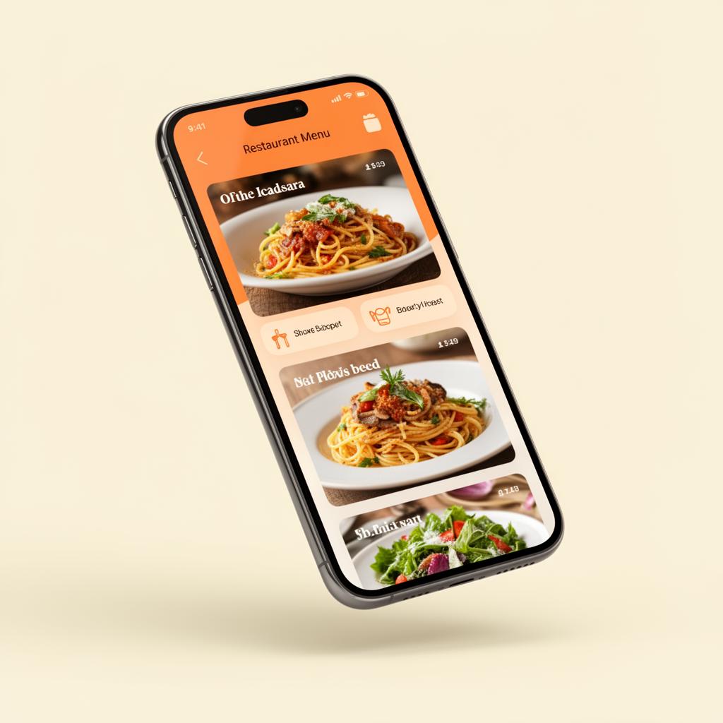 Phone showing an AI-generated digital restaurant menu